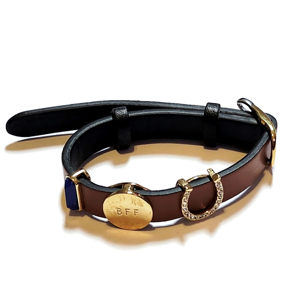 KEEP Collective Brown and Black Leather Bracelet with 3 Charms